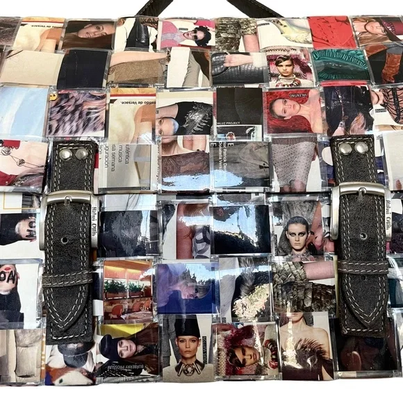 Designer Travel Weekend Bag/Large Tote Artisan Laminated Recycled Magazines - Picture 7 of 16